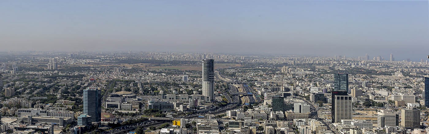 צילום פנורמי - תצפית ממגדלי עזריאלי